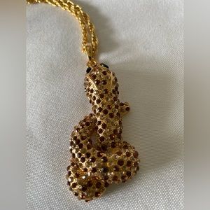 Snake Necklace Goldtone with Rhinestones Modern Statement Piece NWOT